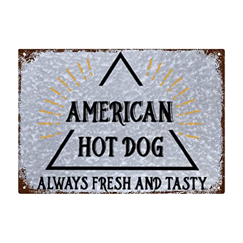 teer Hot Dogs Metal Sign Rustic Wall Decor Outdoor Bar Metal Signs Inspirational Vintage Sign Wall Decor Gifts for Hot DogsBar Sign Decor One Size