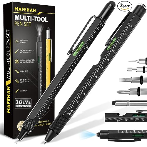 Christmas Gifts for Men, MAFEHAN 10 in 1 Multi Tool Pen Set Gifts for Dad Men Grandpa, Stocking Stuffers for Men Adults, Mens Gifts for Christmas, Cool Gadgets for Men, Birthday Gifts for Men-Black