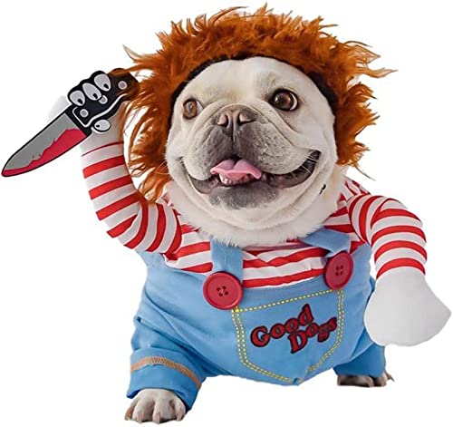 Pet Deadly Doll Dog Costume, Cosplay Halloween Christmas Funny Clothes Party Costume for Small Medium and Large Dogs (Small)