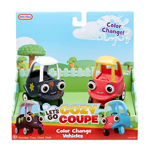 Little Tikes Let’s Go Cozy Coupe 2pk Mini Color Change Vehicles for Tabletop or Floor Push Play Car Fun and Color Change for Toddlers, Boys, Girls 3+ Years, Red