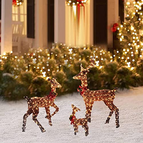 LADIGASU Christmas Decorative Light, Lighted Christmas Deer Glittering Deer with Strip Lights for Outdoor Decoration Artificial Pre-Lit Christmas Decorative Deer Led Lights