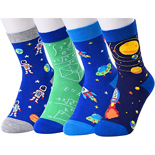 HAPPYPOP Boys Socks Kids Socks Crazy Socks Silly Socks Funny Socks for Kids, Fun Boys Novelty Socks Childrens Socks Space Gifts Space Socks for Kids Boys