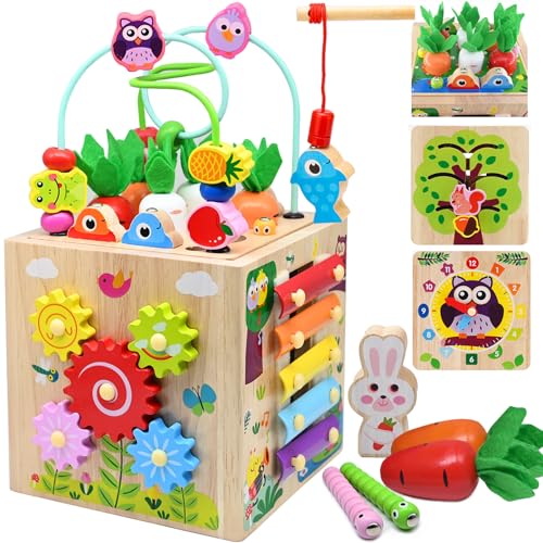 Resumplan 8 in 1 Activity Cube for 18M+ Boys and Girls, Wooden Montessori Toys for Baby, Educational Learning Toys for Toddlers