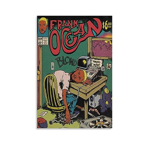 Frank Ocean Poster Blonde Album Comic Poster Music Poster for Room Aesthetic Canvas Wall Art Bedroom Decor 12x18inch(30x45cm)