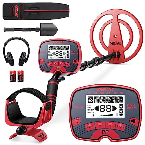 PANCKY Metal Detectors for Adults Waterproof - Professional Higher Accuracy Gold Detector with LCD Display, 5 Mode, Advanced DSP Chip 10' Coil Metal Detectors - PK0075