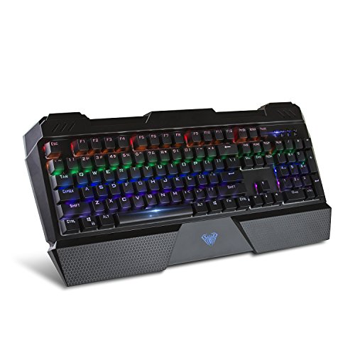 Beastron RGB LED Backlit Mechanical Wired Gaming Keyboard with Blue Switches, Adjustable Backlit Effects, Compatible with PC and Mac - Sapphire Spectrum 2013BL