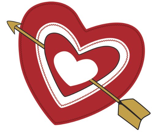 Jeaneology Flock Iron-On -Heart With Arrow