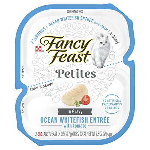 Purina Fancy Feast Gourmet Gravy Wet Cat Food, Petites Ocean Whitefish With Tomato Entree - (Pack of 12) 2.8 oz. Tubs