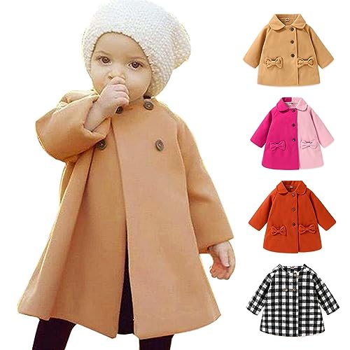 SWNONE Baby Coats 2018 Fall Winter Kid Baby Girl Cloak Button Jacket Clothes Baby Outwear Clothes (Khaki Coat, 12-18 m)
