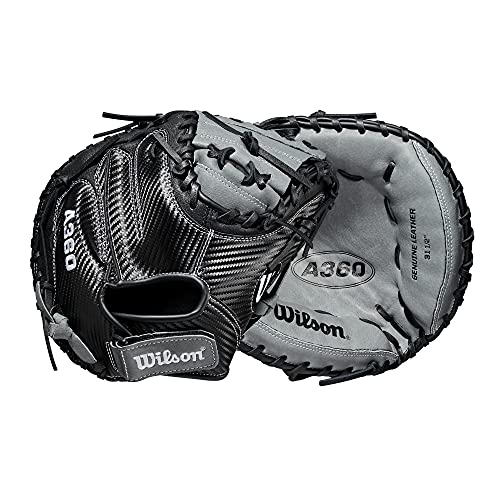 Wilson 2021 A360 CM315 31.5' Baseball Catcher's Mitt - Black/Grey, Right Hand Throw