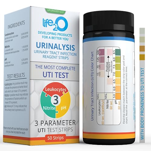 life2O 3-in-1 Full Panel UTI Test Strips for Women, Men & Kids 50ct, Urinalysis Urine Test Strip for UTI and Bladder, at Home Urinary Tract Infection Test Kit