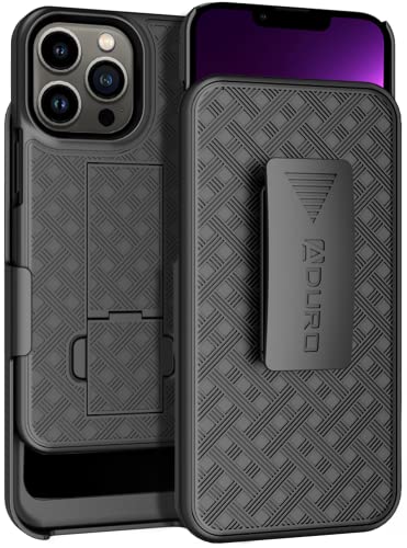 Aduro Combo Case with Kickstand & Holster for iPhone 13 Pro, Slim Shell & Swivel Belt Clip Holster, with Built-in Kickstand for Apple iPhone (6.1') 2021