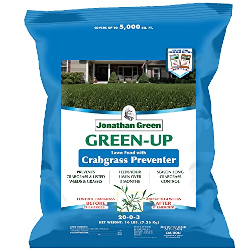 Jonathan Green (10457) Green-Up Lawn Food with Crabgrass Preventer - 20-0-3 Grass Fertilizer & Crabgrass Killer (15,000 Sq. Ft.)