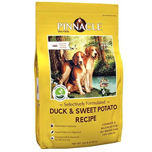 pinnacle pet Duck & Sweet Potato Dry Dog Food 22 lb, Infused with Broth