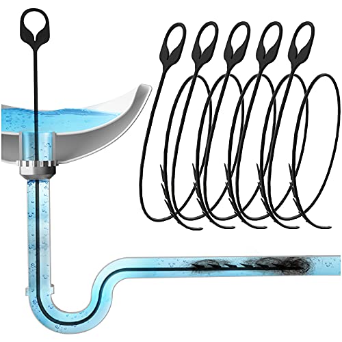 Drainsoon 30 Inch Long Sink Snake Drain Clog Remover, Upgraded Anti-Break Nylon Plumbing Snake Drain Auger Hair Catcher for Bathroom Shower Pipe, Bathtub Hair Clogs, Kitchen Drain Cleaning (5 Pack)