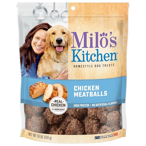 Milo's Kitchen Homestyle Dog Treats, Chicken Meatballs, 18 Ounce, High Protein, No Artifical Flavors