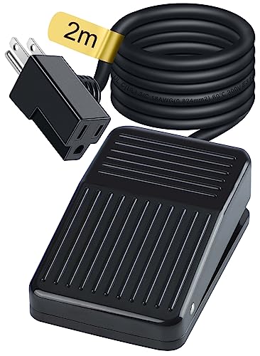 Coolneon Foot Switch Normally Off Press and Hold to ON 6.6FT UL Cable & Plug, Dead Man Pedal Momentary 15A 250VAC US 3-Prong Piggyback for Lichtenberg Machine Table Saw Scroll Saw Miter Power Tools