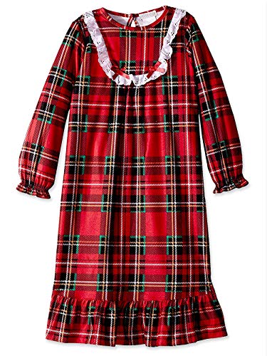 Komar Kids Girls Traditional Holiday Christmas Plaid Nightgown Pajamas (Medium / 7-8, Girls Red)