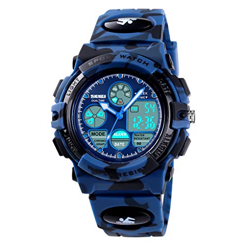 Dayllon Boys Digital Watch Outdoor Sports 50M Waterproof Electronic Watches Alarm Clock 12/24 H Stopwatch Calendar Boy Girl Wristwatch - Colorful Blue