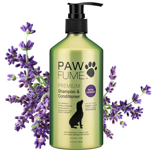 Pawfume Dog Shampoo and Conditioner – Hypoallergenic Dog Shampoo for Smelly Dogs – Best Dog Shampoos & Conditioners – Probiotic Pet Shampoo for Dogs – Best Dog Shampoo for Puppies (Royal Lavender)