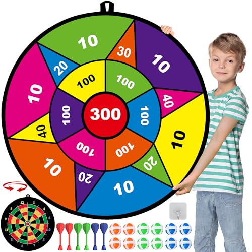 29' Large Dart Board for Kids, Kids Double-Sided Dart Board with Sticky Balls and Darts, Indoor/Outdoor Sport Fun Party Play Game Toys, Gifts for 3 4 5 6 7 8 9 10 11 12 Year Old Boys Girls