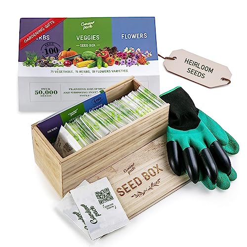 Garden Pack Grow Your Own Kit - 100 Varieties of Herb, Flower and Vegetable Seeds - Gardening Gifts for Women and Men with 45,000 Seeds for Planting