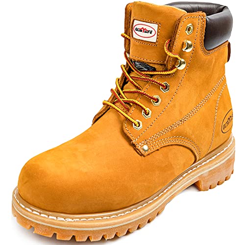 glorysafe Men's Work Boot with Soft Toe - Waterproof & Slip Resistant 6 Inch Safety Boots for Construction,Rubber Sole Lightweight Working Botas