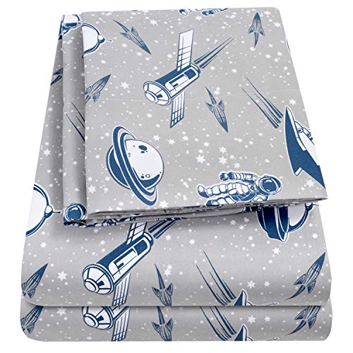 1500 Supreme Kids Bed Sheet Collection - Fun Colorful and Comfortable Boys and Girls Toddler Sheet Sets - Deep Pocket Wrinkle Free Soft and Cozy Bedding - Twin, Spaceships