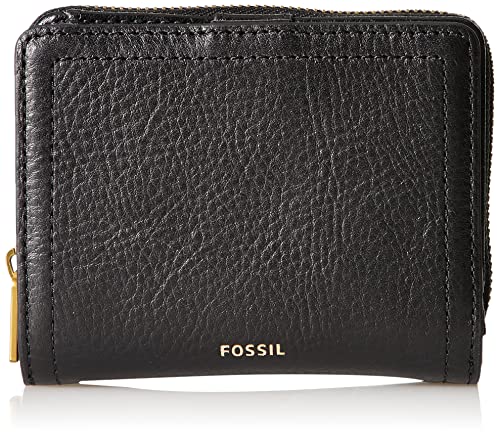 Fossil Women's Logan Leather Wallet RFID Blocking Small Multifunction, Black (Model: SL7923001)
