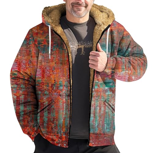 Men's Plaid Fleece Lined Coat Warm Casual Hoodies Winter Flannel Plus Size Sherpa Thickened Zip Up Shirt Jackets 49ers Mens Jacket Light Jacket Mens Hiking Shirt