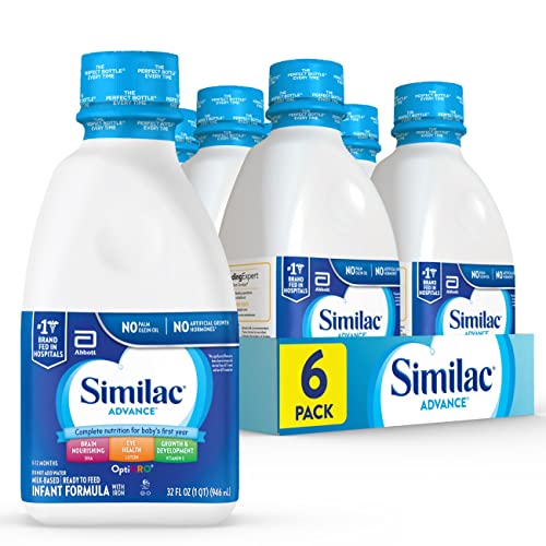 Similac Advance Infant Formula with Iron, Ready-to-Feed Baby Formula, 32-fl-oz Bottle, Pack of 6
