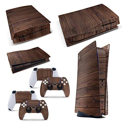 PS5 Disk Console Wood Skin Decal Mahogany Vinal Sticker + 2 Controller Skins Set