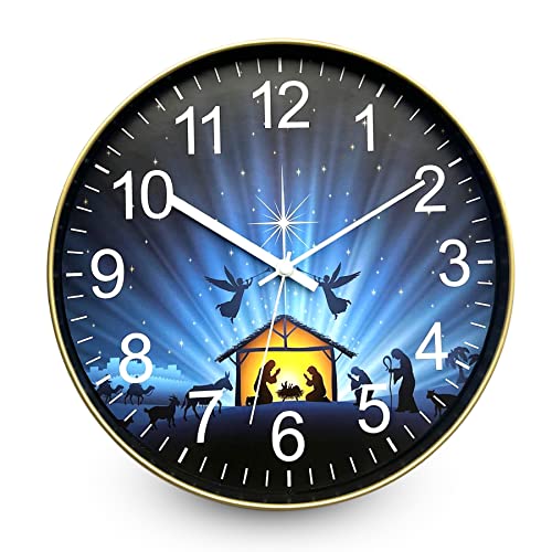 The Prayer Clock - Nativity Version 12' Gold Trim