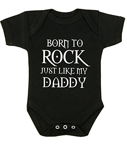 Babyprem Baby Bodysuit Born to Rock Like Daddy Clothes NB - 12 Mth Black 3-6