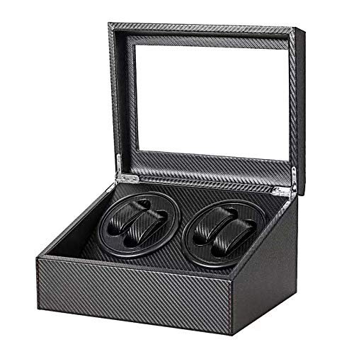 SHZICMY 4+6 Automatic Watch Winder Storage Display Box Watch Case Black, Power Cord Included(USA Stock) (Black 1)