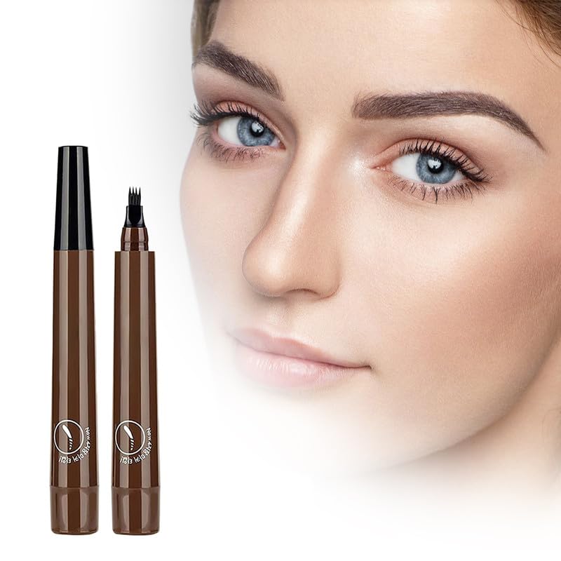 2024 New Magic Eyebrow Pencil, Upgraded 3D Waterproof Microblading Eyebrow Pencil Contouring Pen, 4 Tipped Precise Brow Pen, Natural Fine Stroke Microblading Eyebrow Pencil (A-Dark Brown)