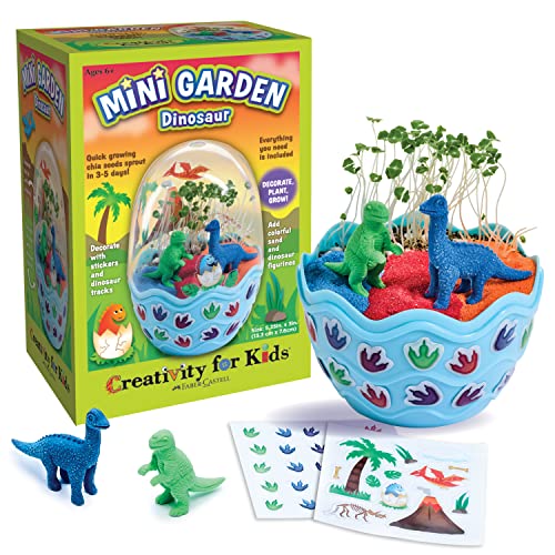 Creativity for Kids Mini Garden Dinosaur: Terrarium Kit for Kids - Dinosaur Crafts for Boys, Dinosaur Toy and Science Kit for Kids Ages 6-8+, Small Gifts for Kids