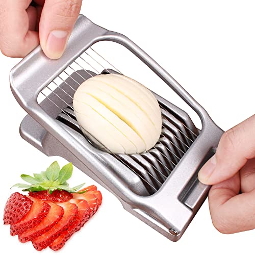 Egg Slicer for Hard Boiled Eggs Egg Cutter Strawberry Slicer Heavy Duty Aluminium Slicer Stainless Steel Wire Multipurpose Egg Slicer Dicer for Soft Fruit Mushroom,Egg Slicer