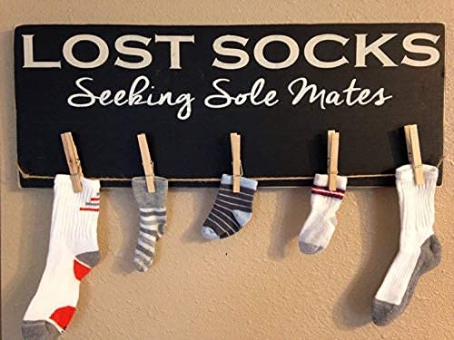Lost Socks Seeking Sole Mates. Laundry Room Vintage Farmhouse Wood Sign