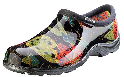 Sloggers Waterproof Garden Shoe for Women – Outdoor Slip On Rain and Garden Clogs with Premium Comfort Insole, (Midsummer Black), (Size 9)