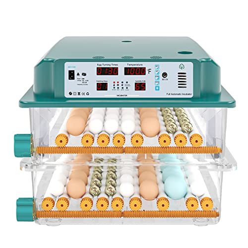 Hethya Egg Incubators for Hatching Eggs Automatic Temperature Control Chicken Quail Eggs Incubator Humidity Monitoring 120 Eggs Farm Duck Egg Incubator