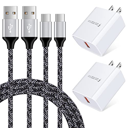 18W Quick Charge 3.0 Fast Charger for LG Stylo 6 5 4,LG V60 V50 V40 V35 V30S ThinQ V30 V20 Q7+,LG G8 G8X G7 ThinQ G6 G5,LG K51 K52 K61 K62 K92,LG Velvet,3A Rapid Wall Charger Plug+2PC 6FT USB C Cable