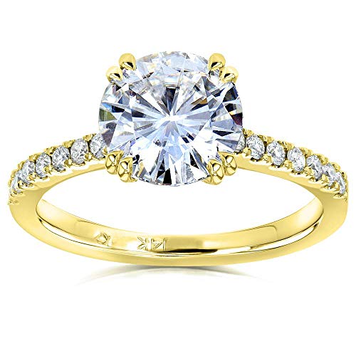 Kobelli Forever One Moissanite and Lab Grown Diamond Engagement Ring 2 1/10 CTW 14k Yellow Gold (DEF/VS), 10.5