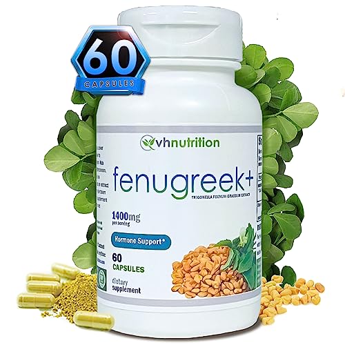 VH Nutrition Fenugreek+ | Fenugreek Capsules for Women | 1400mg Lactation Supplement* | Extra Strength Mother's Breastfeeding Support Formula* | Easy to Swallow 60 Capsules
