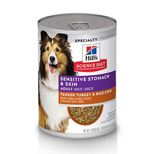 Hill's Science Diet Sensitive Stomach & Skin, Adult 1-6, Stomach & Skin Sensitivity Support, Wet Dog Food, Chicken & Barley Stew, 12.5 oz Can, Case of 12