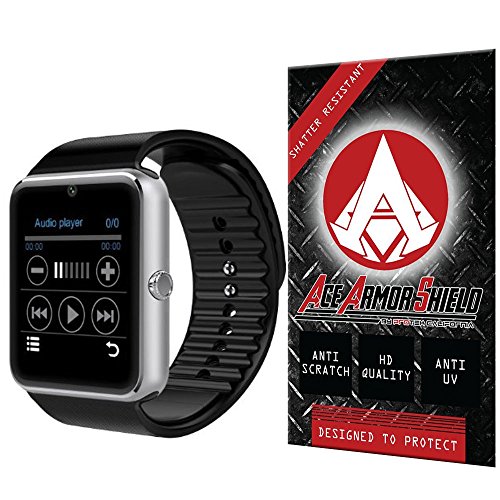 Ace Armor Shield Shatter Resistant Screen Protector for the Powerlead Bluetooth Phone Smart Watch / Military Grade / High Definition / Maximum Screen Coverage / Supreme Touch Sensitivity /Dry or Wet Easy Installation with free lifetime replacement warranty
