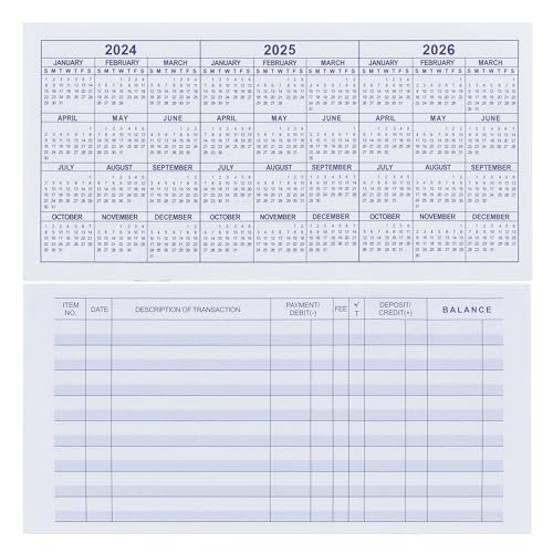 20 Pack Checkbook Register, Check Registers for Personal, Blank Ledger Transaction Registers for Personal or Business Bank, Check Register Book for Checking and Saving Account, Deposit and Credit Card