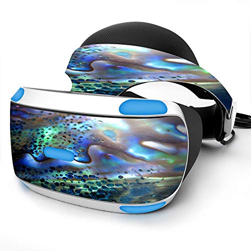 Sony Playstation VR Headset Skin Decal Vinyl Wrap - Abalone Pearl Sea Shell Green Blue
