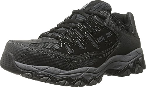 Skechers Men's Cankton Steel Toe, Black/Charcoal, 10