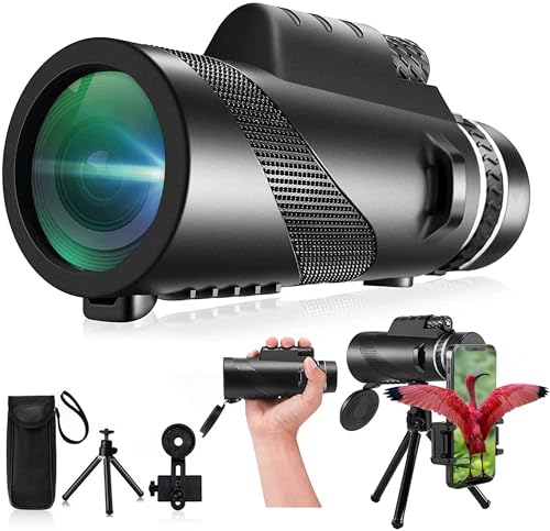 New 2024 Monocular-Telescope 80x100 High Powered Monocular with Smartphone Adapter Tripod-BAK4 Prism Monocular for Adults Bird Watching/Wildlife/Hunting/Camping/Travelling